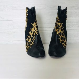 Beverly Feldman Calf Hair/Leather Ankle Booties